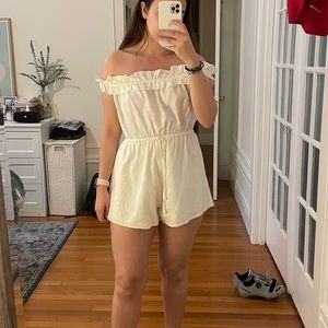 White off the shoulder white romper